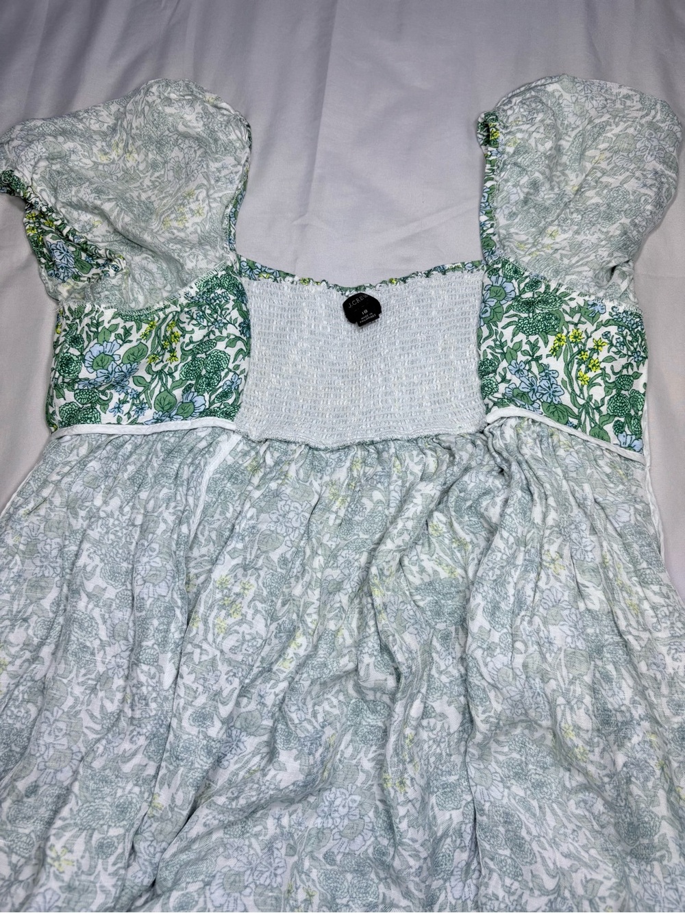 J. Crew Green Floral Puff-Sleeve Sundress - Picture 9 of 12